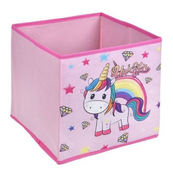 Cutie depozitare cu imprimeu unicorn,Textil,25x25x25 cm