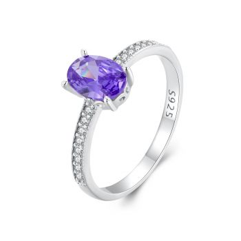 Inel din argint Oval Purple Gem ieftin