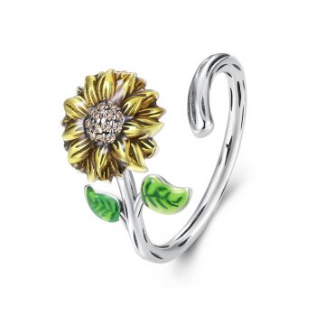 Inel reglabil din argint Blooming Sunflower de firma original