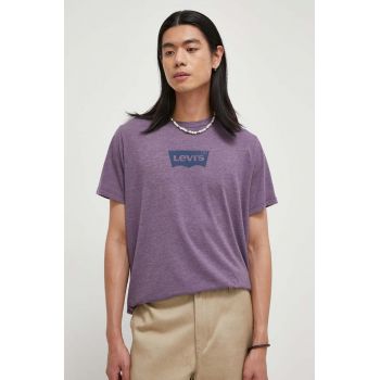 Levi's tricou barbati, culoarea violet, cu imprimeu ieftin