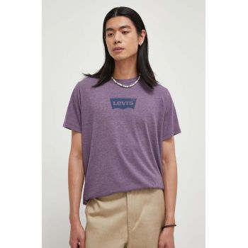 Levi's tricou din bumbac barbati, culoarea violet, cu imprimeu
