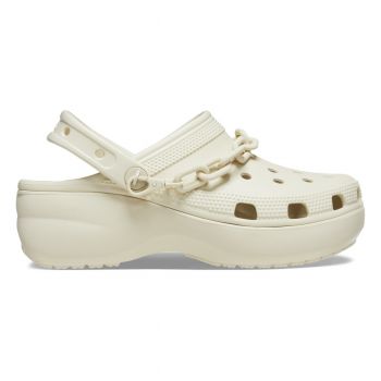 Saboți Crocs Classic Platform Chain Clog Bej - Bone de firma originali