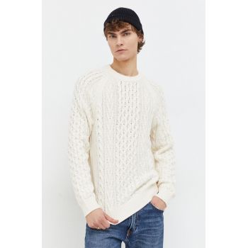 Abercrombie & Fitch pulover din amestec de lana barbati, culoarea bej de firma original