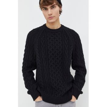 Abercrombie & Fitch pulover din amestec de lana barbati, culoarea negru ieftin
