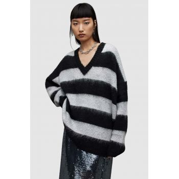AllSaints pulover din amestec de lana LOU SPARKLE VNECK femei, culoarea negru de firma original
