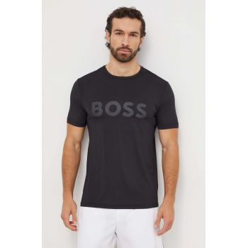 Boss Green tricou barbati, culoarea negru, cu imprimeu