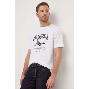 BOSS Orange tricou din bumbac bărbați, culoarea alb, cu imprimeu 50510648