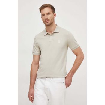 BOSS Orange tricou polo barbati, culoarea verde, neted, 50507803