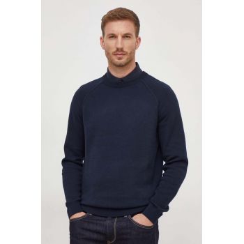 BOSS pulover din amestec de lana barbati, culoarea albastru marin, light