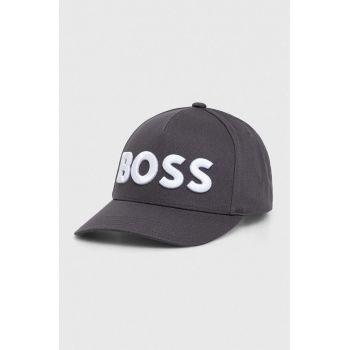 BOSS șapcă culoarea gri, cu imprimeu 50502178