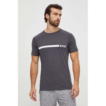 BOSS tricou din bumbac bărbați, culoarea gri, cu imprimeu 50517970