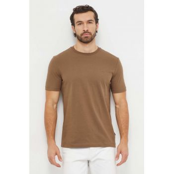 BOSS tricou din bumbac bărbați, culoarea maro, uni 50468347 de firma original