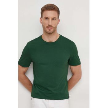 BOSS tricou din bumbac barbati, culoarea verde, neted