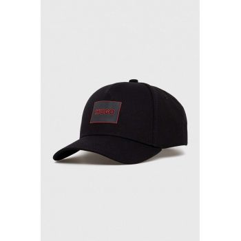 HUGO șapcă de baseball din bumbac culoarea negru, cu imprimeu
