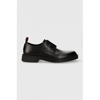 HUGO pantofi de piele Iker barbati, culoarea negru, 50512734