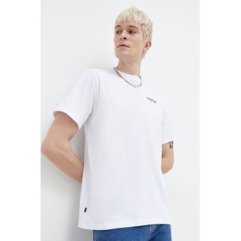 Superdry tricou din bumbac barbati, culoarea alb, cu imprimeu