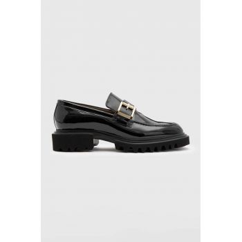 AllSaints mocasini de piele Emily Patent Loafer culoarea negru, cu platforma, WF525Z