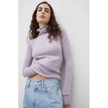 American Vintage pulover de lana femei, culoarea violet, light, cu guler