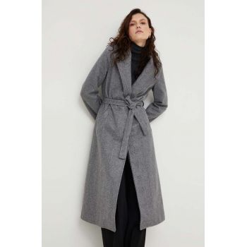 Answear Lab palton femei, culoarea gri, de tranzitie de firma original