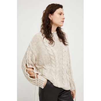 Answear Lab pulover femei, culoarea bej, călduros, cu turtleneck de firma original