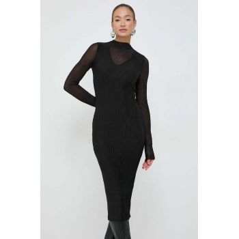 BOSS rochie culoarea negru, midi, mulata