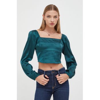 Hollister Co. bluza femei, culoarea verde, neted