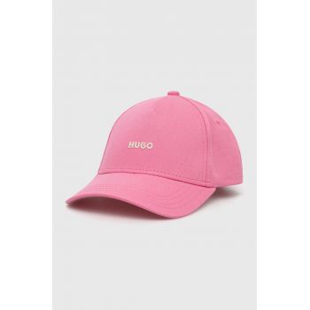 HUGO șapcă de baseball din bumbac culoarea roz, cu imprimeu