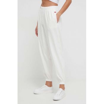 HUGO pantaloni de trening culoarea bej, modelator