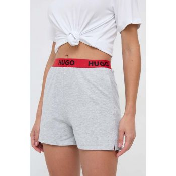 HUGO pantaloni scurți de pijama femei, culoarea gri 50490600