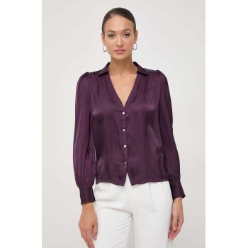 Morgan camasa femei, culoarea violet, cu guler clasic, regular