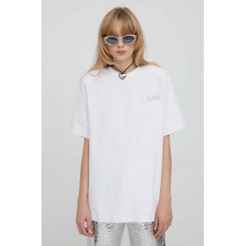 Rotate tricou din bumbac femei, culoarea alb