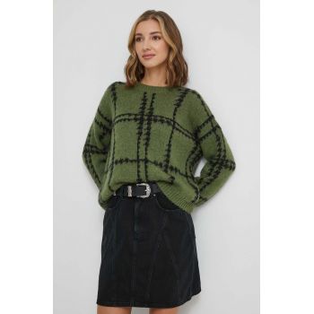 Sisley pulover din amestec de lana femei, culoarea verde, călduros