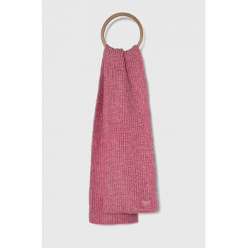 Superdry esarfa din amestec de lana culoarea roz, melanj ieftin