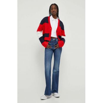 Tommy Jeans cardigan din amestec de lana culoarea albastru marin