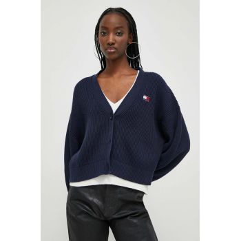 Tommy Jeans cardigan din bumbac culoarea albastru marin