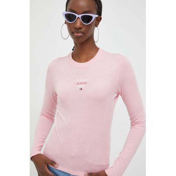 Tommy Jeans longsleeve femei, culoarea roz DW0DW17358