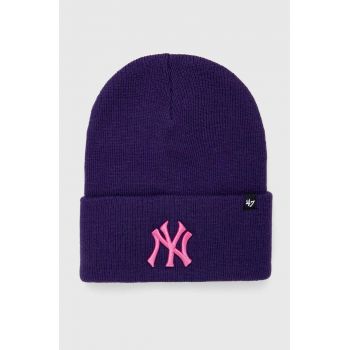 47brand caciula MLB New York Yankees culoarea violet, din tricot gros ieftina