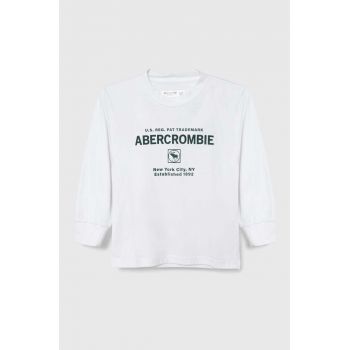 Abercrombie & Fitch longsleeve copii culoarea alb, cu imprimeu