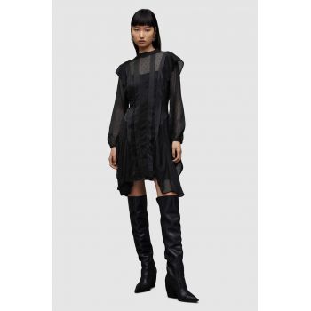 AllSaints rochie Fleur culoarea negru, mini, evazată