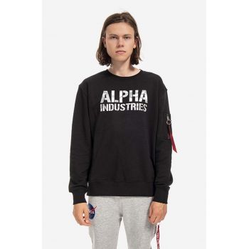 Alpha Industries bluză bărbați, culoarea negru, cu imprimeu 176301.95-black