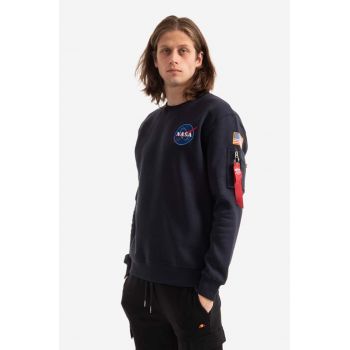 Alpha Industries bluză bluză Space Shuttle Sweater bărbați, culoarea bleumarin, cu imprimeu 178307.07-navy ieftin