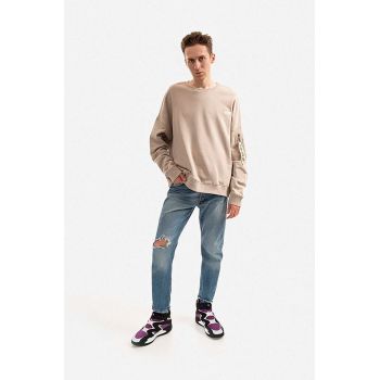 Alpha Industries hanorac de bumbac bărbați, culoarea bej, uni 118317.627-cream de firma original