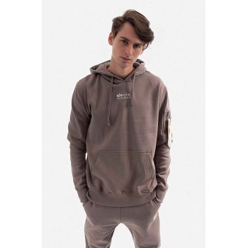 Alpha Industries hanorac de bumbac Organics EMB Hoody bărbați, culoarea bej, cu glugă, cu imprimeu 118350.628-cream de firma original