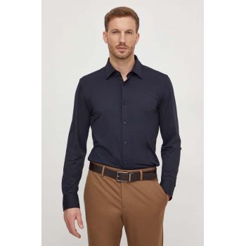 BOSS cămașă bărbați, culoarea bleumarin, cu guler clasic, slim 50490393