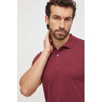 BOSS polo de bumbac culoarea bordo, uni 50468301 de firma original