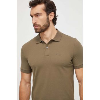 BOSS polo de bumbac culoarea verde, uni 50468301