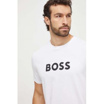 BOSS tricou din bumbac bărbați, culoarea alb, cu imprimeu 50503276