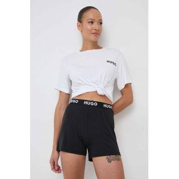 HUGO pantaloni scurti de pijama femei, culoarea negru de firma originale