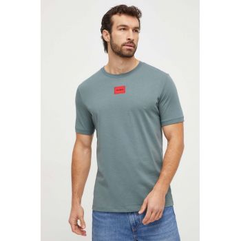 HUGO tricou din bumbac culoarea verde, cu imprimeu