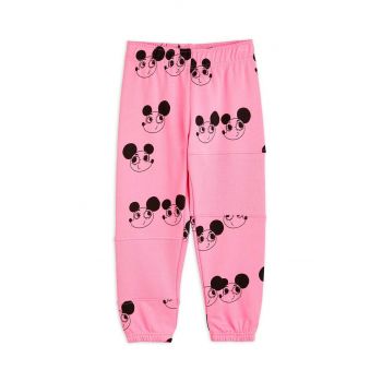 Mini Rodini pantaloni de trening din bumbac pentru copii culoarea roz, modelator